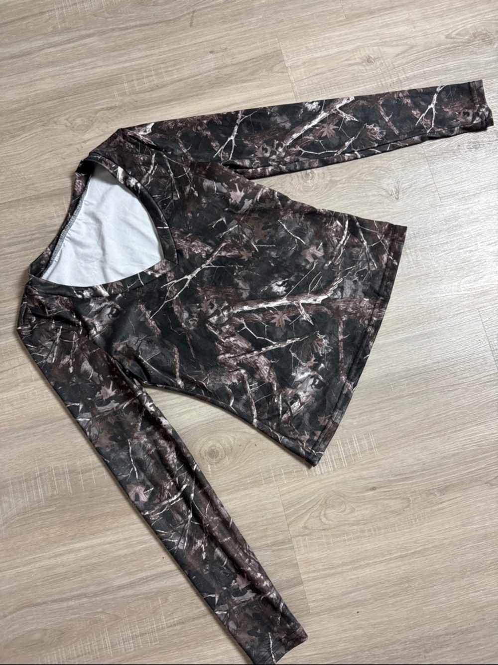 Camouflage Long Sleeve Top - Brown & Black SHEIN small
